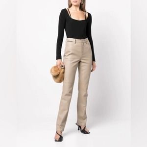 Proenza Schouler White Label compact jersey bodysuit black long sleeve corset